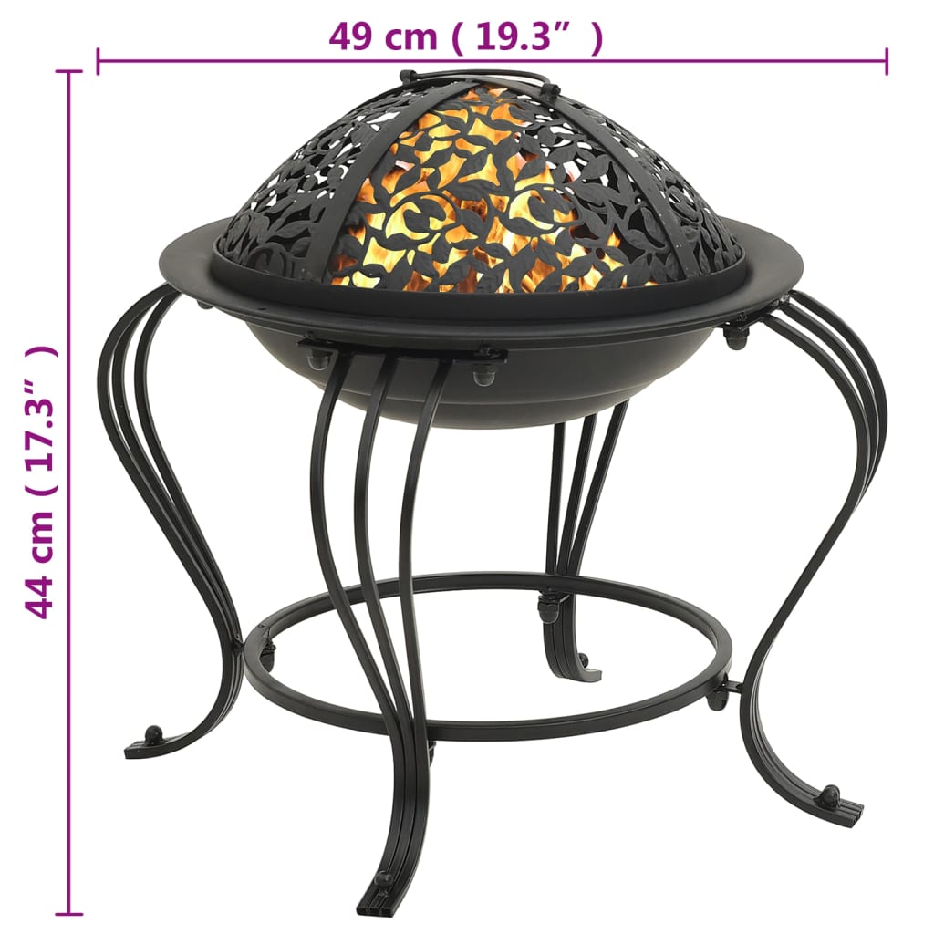 Fire bowl with fire rake 49 cm steel