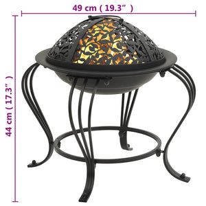 Fire bowl with fire rake 49 cm steel