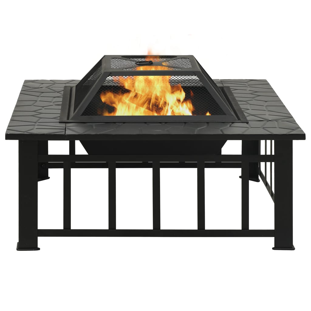 Fire pit with fire rake 79x79x46.5 cm XXL steel