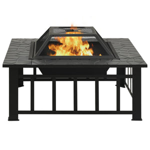 Fire pit with fire rake 79x79x46.5 cm XXL steel