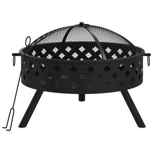 Fire bowl with fire rake 58 cm XXL steel