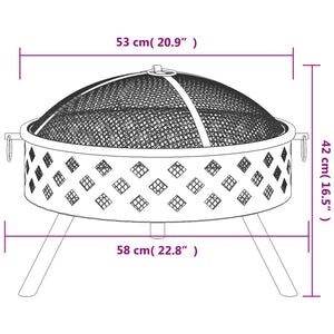 Fire bowl with fire rake 58 cm XXL steel