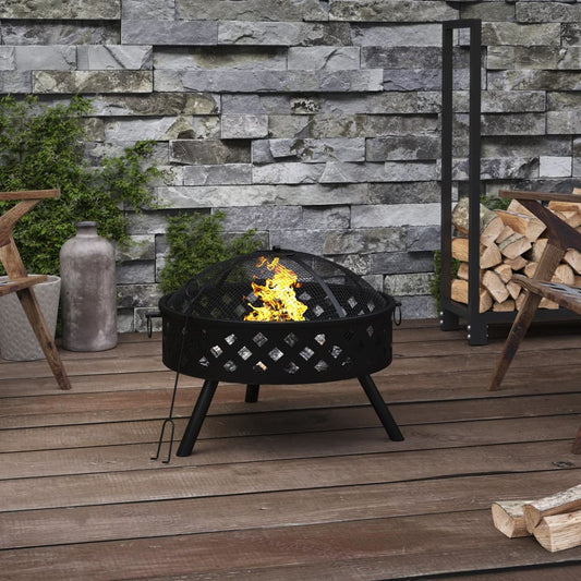 Fire bowl with fire rake 58 cm XXL steel