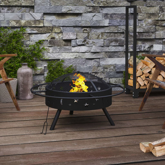 Fire pit with fire rake 70 cm XXL steel
