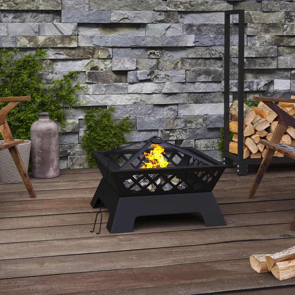 Fire pit with fire rake 50 cm XXL steel