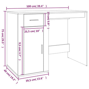 Desk cabinet concrete grey 100x49x75 cm engineered wood