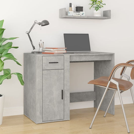 Desk cabinet concrete grey 100x49x75 cm engineered wood
