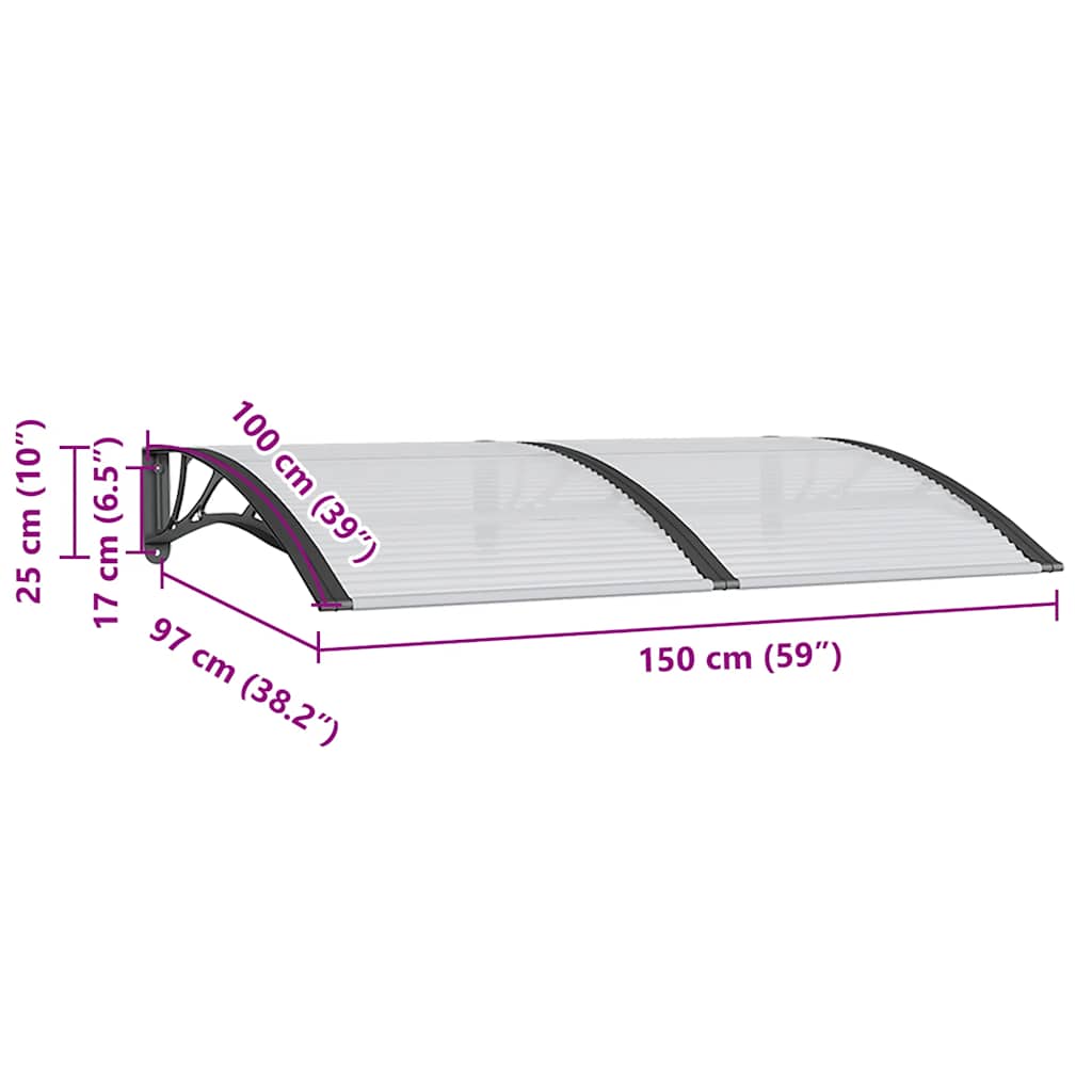 Sunshade black 150x100 cm polycarbonate