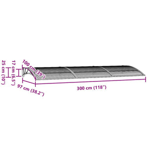 Sunshade black 300x100 cm polycarbonate