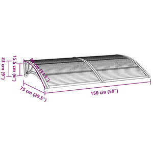 Black and transparent canopy 300x75 cm polycarbonate