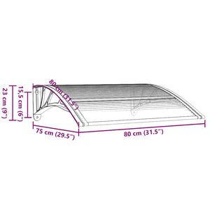 Sunshade black and transparent 80x75 cm polycarbonate