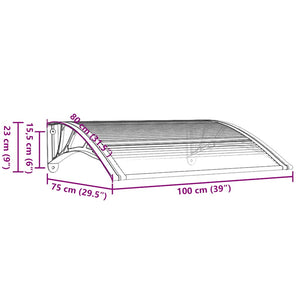 Black and transparent canopy 100x75 cm polycarbonate