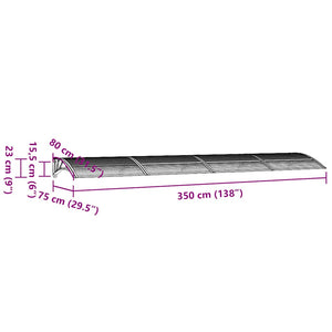 Sunshade canopy black 350x75 cm polycarbonate