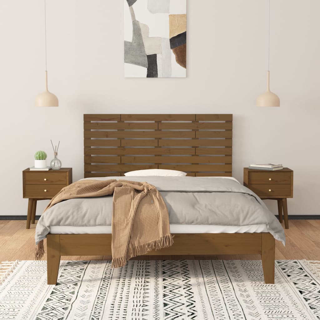 Wall-mounted headboard honey brown 156x3x63 cm solid pine wood
