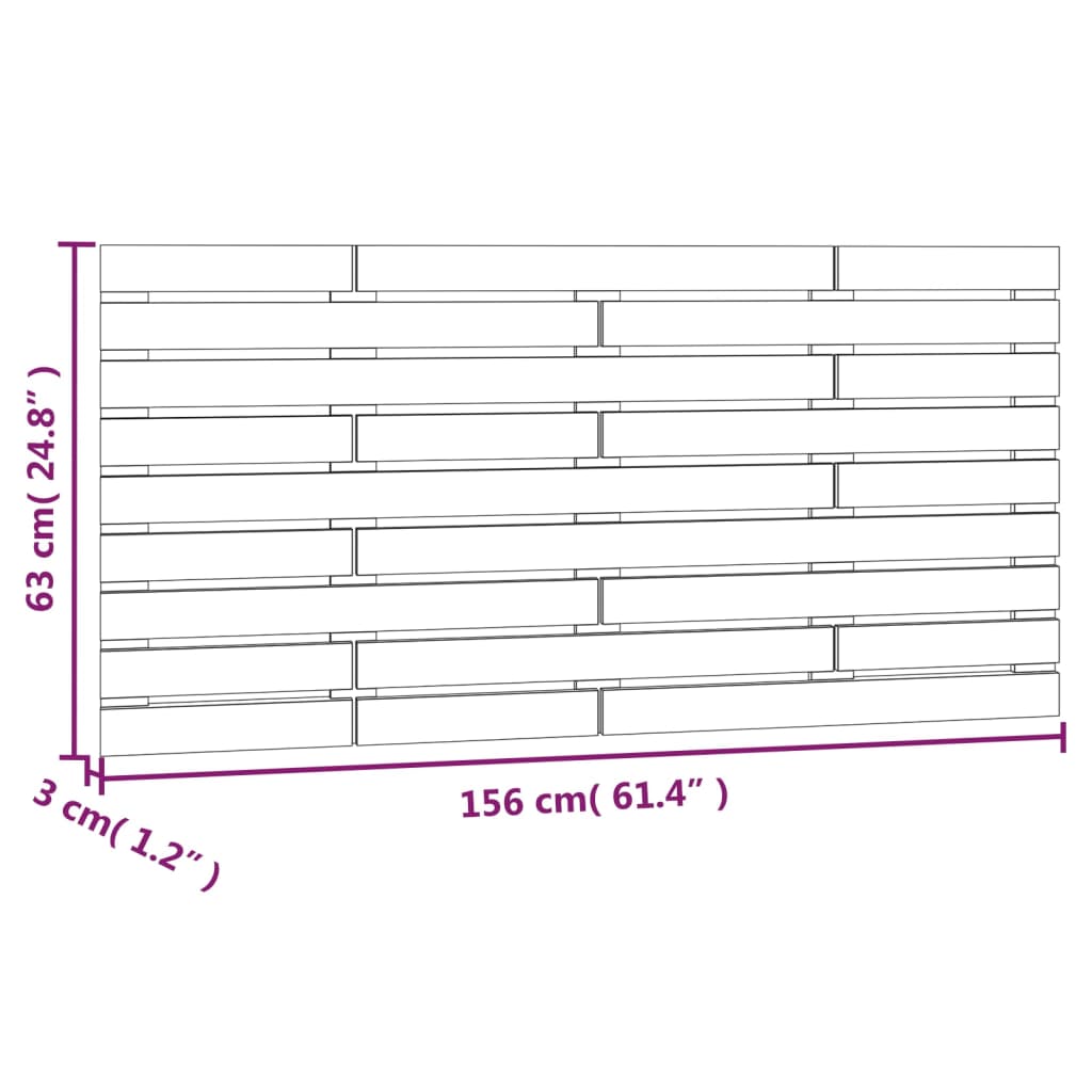 Wall-mounted headboard honey brown 156x3x63 cm solid pine wood