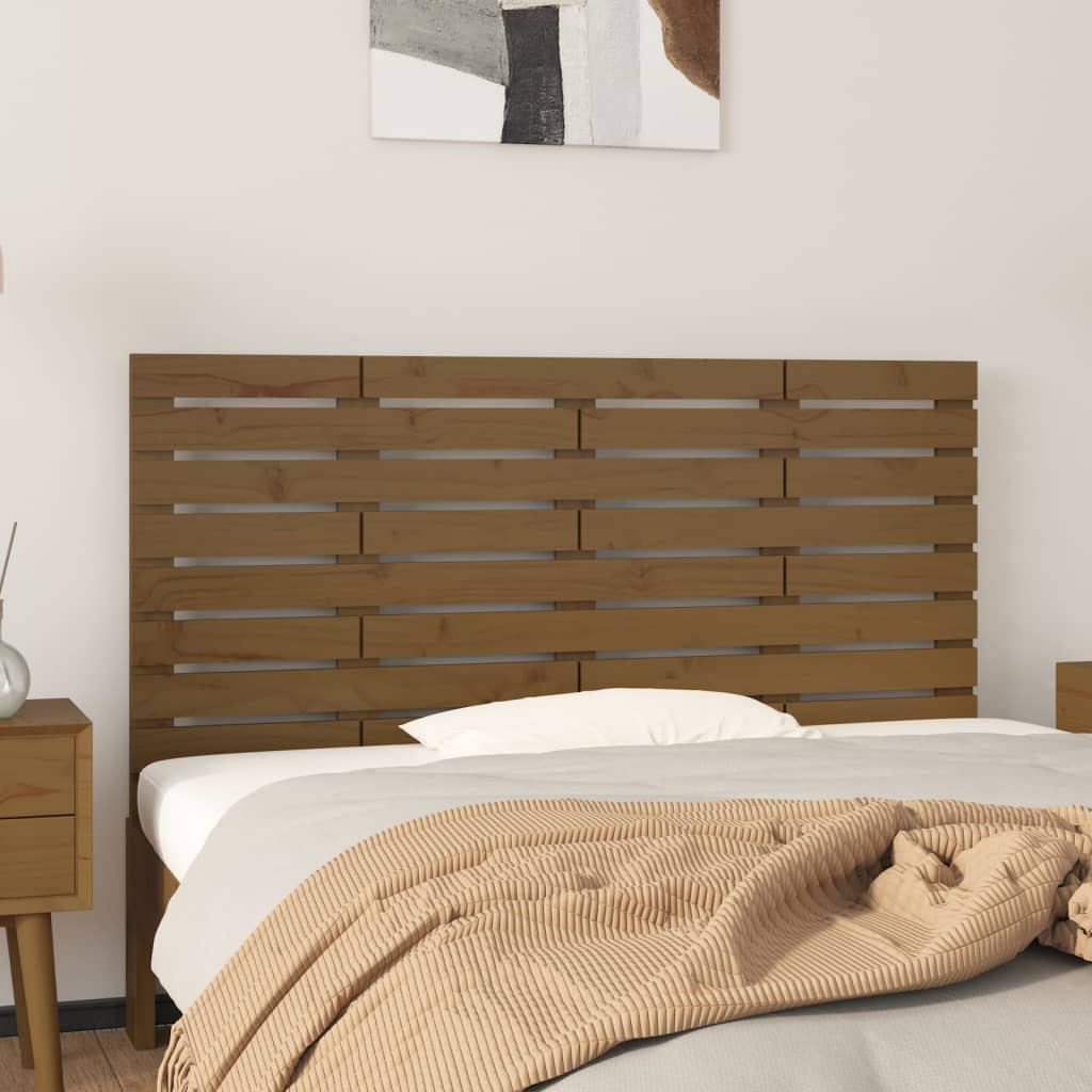 Wall-mounted headboard honey brown 156x3x63 cm solid pine wood
