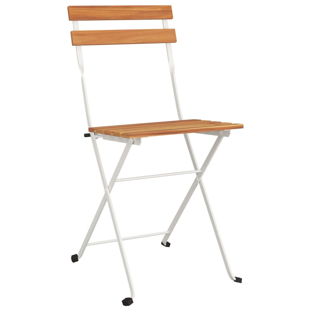 Folding bistro chairs 2 pcs solid acacia wood and steel