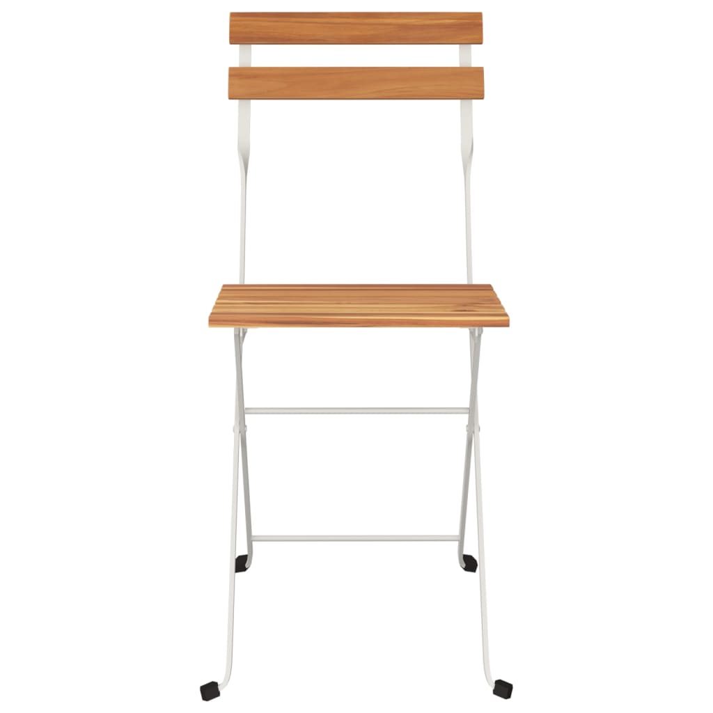 Folding bistro chairs 2 pcs solid acacia wood and steel