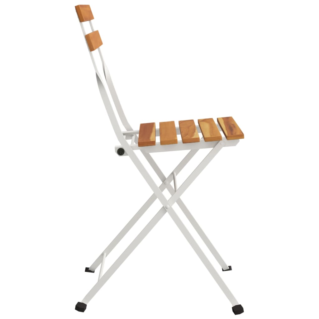 Folding bistro chairs 2 pcs solid acacia wood and steel