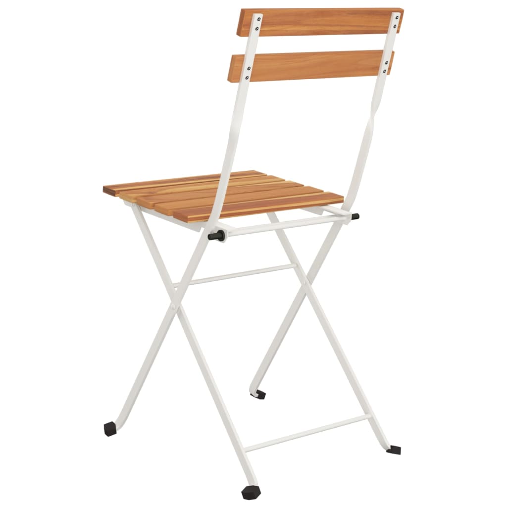 Folding bistro chairs 2 pcs solid acacia wood and steel