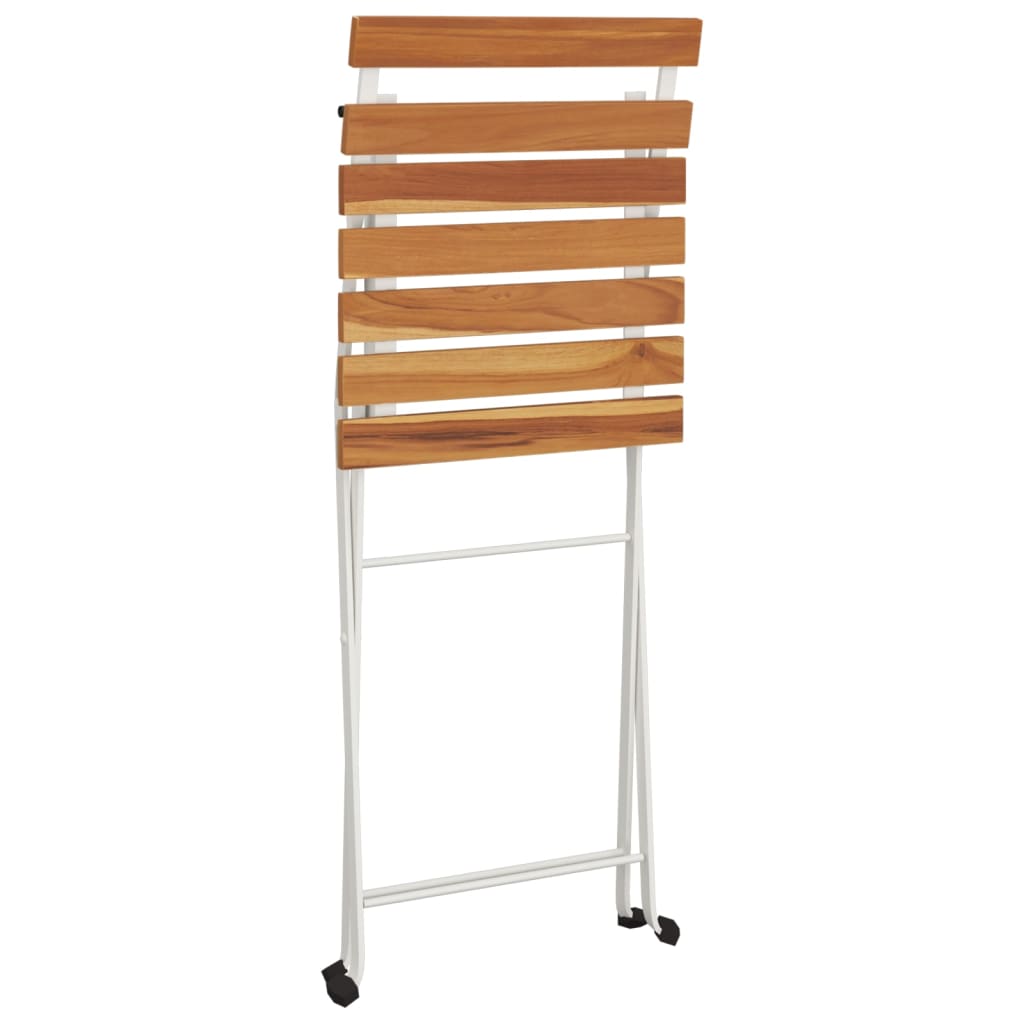 Folding bistro chairs 2 pcs solid acacia wood and steel