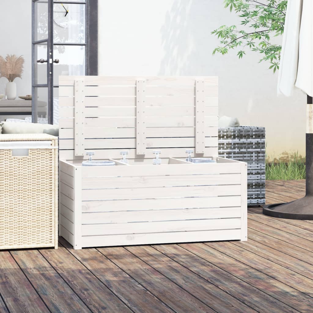 Garden box white 101x50.5x46.5 cm solid pine wood