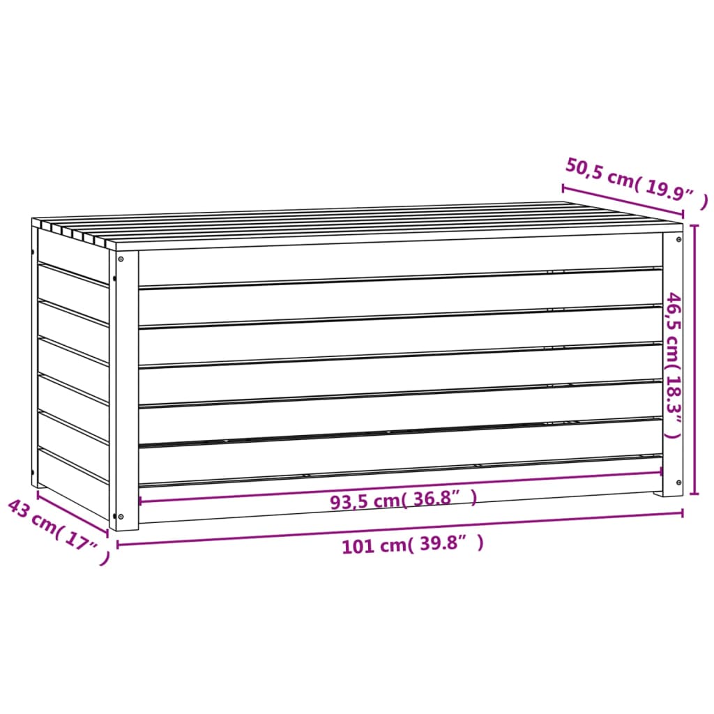 Garden box white 101x50.5x46.5 cm solid pine wood