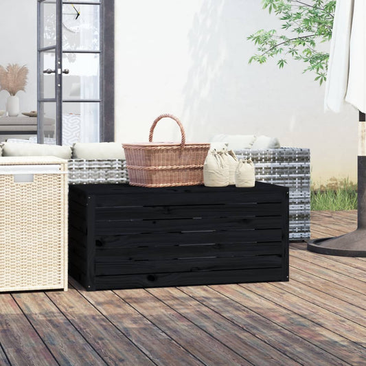 Garden box black 101x50.5x46.5 cm solid pine wood