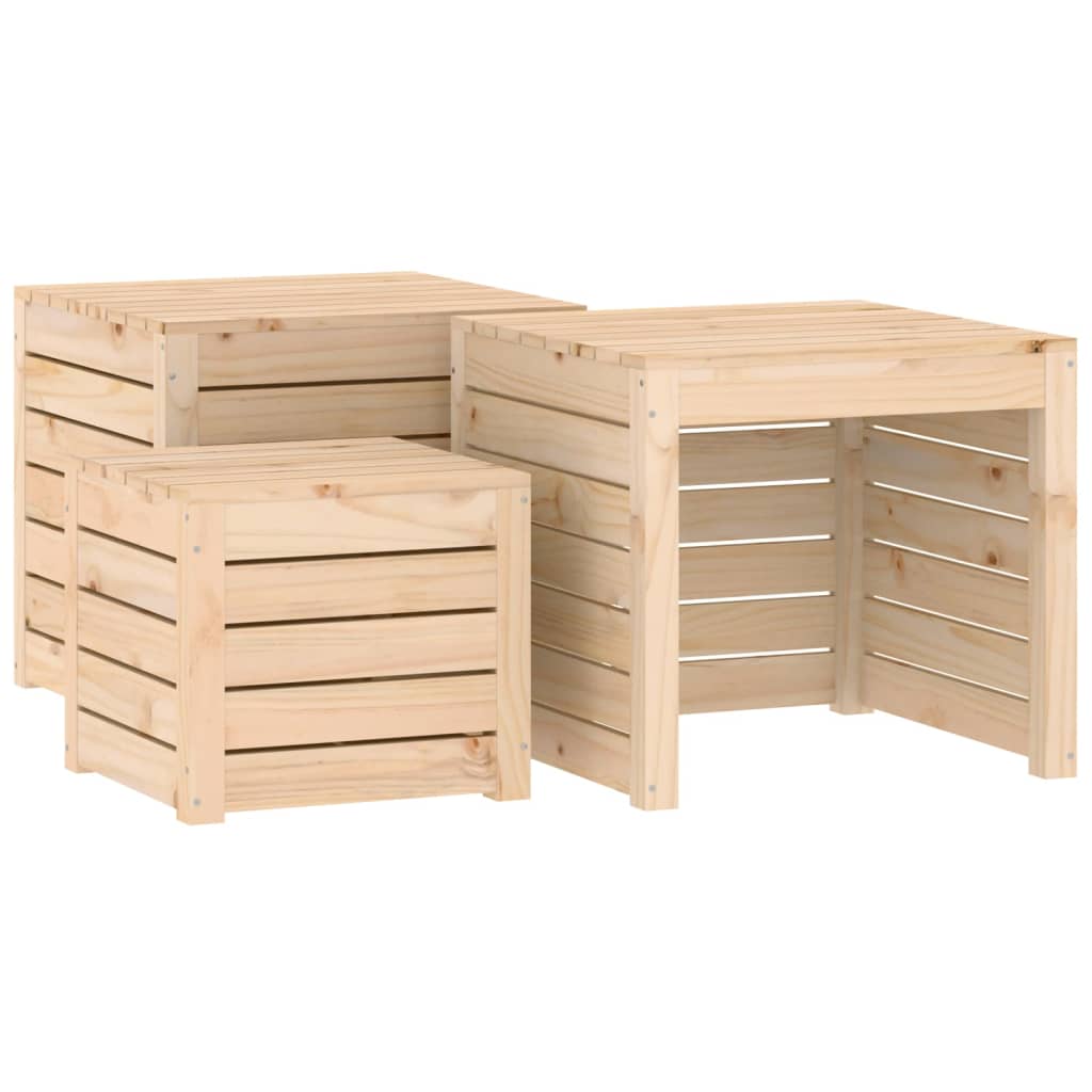 Garden box set 3 pieces solid pine wood
