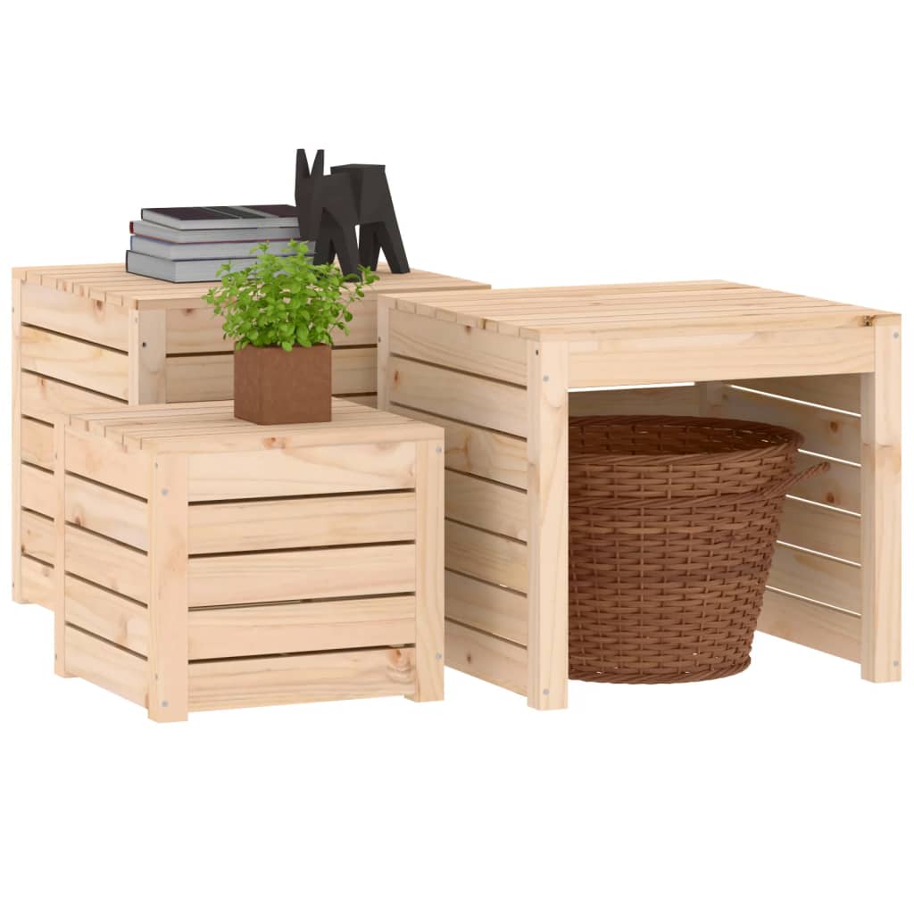 Garden box set 3 pieces solid pine wood