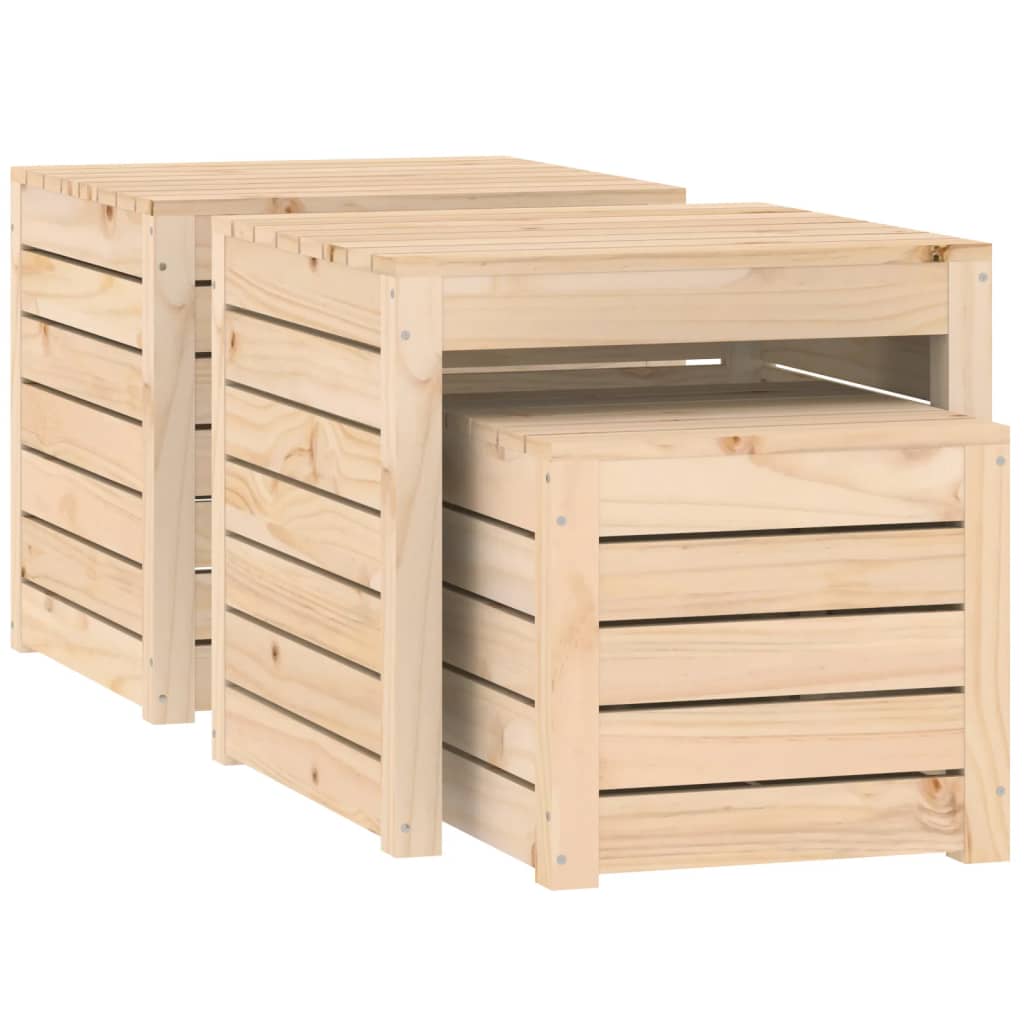 Garden box set 3 pieces solid pine wood