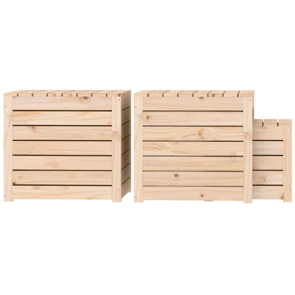 Garden box set 3 pieces solid pine wood