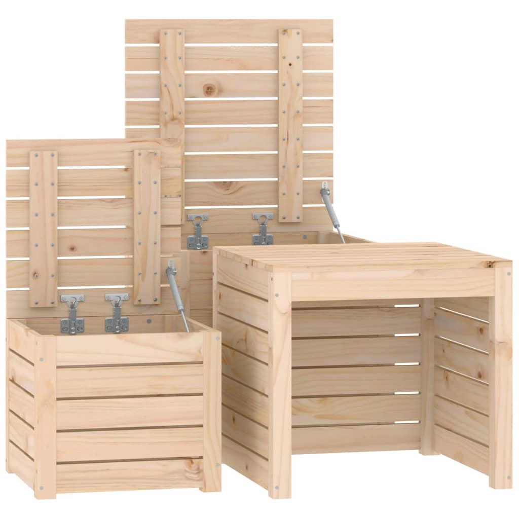 Garden box set 3 pieces solid pine wood