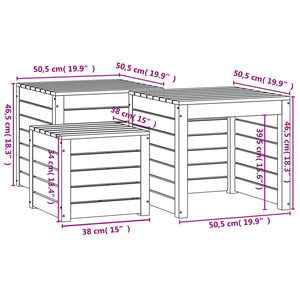 Garden box set 3 pieces solid pine wood