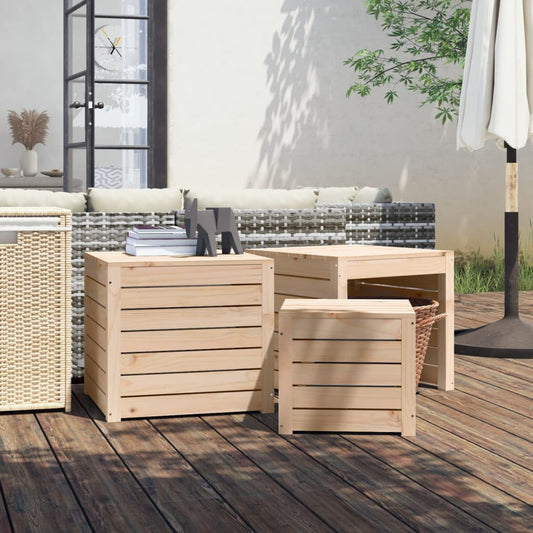 Garden box set 3 pieces solid pine wood