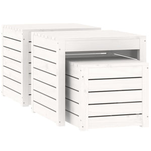 Garden box set white 3 pieces solid pine wood