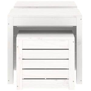 Garden box set white 3 pieces solid pine wood