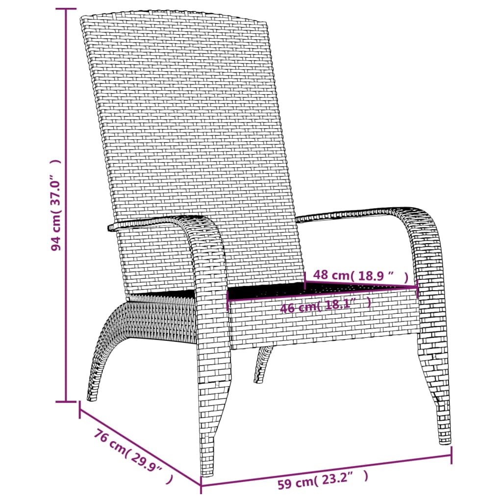 Adirondack garden chair poly rattan black