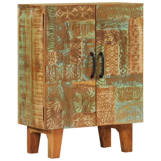 Hand-carved sideboard 55x30x75 cm reclaimed solid wood