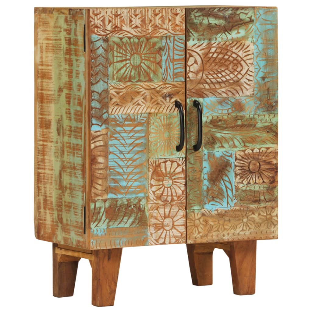Hand-carved sideboard 55x30x75 cm reclaimed solid wood