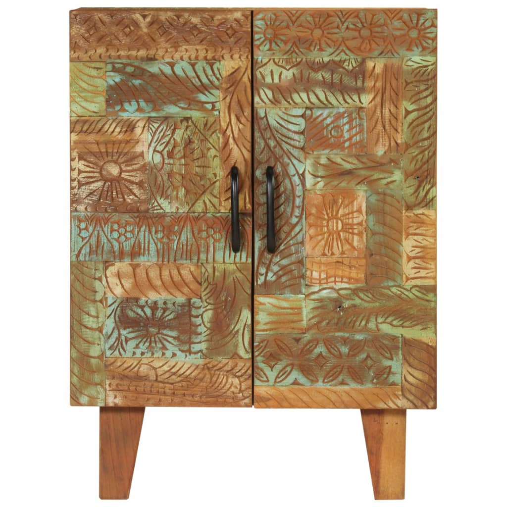 Hand-carved sideboard 55x30x75 cm reclaimed solid wood