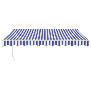 Retractable awning blue and white 3.5x2.5 m fabric and aluminum