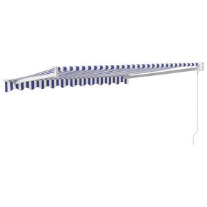 Retractable awning blue and white 3.5x2.5 m fabric and aluminum