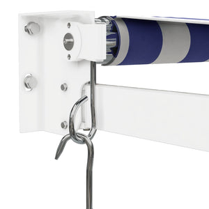 Retractable awning blue and white 3.5x2.5 m fabric and aluminum