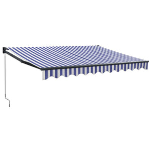 Retractable awning blue and white 3.5x2.5 m fabric and aluminum