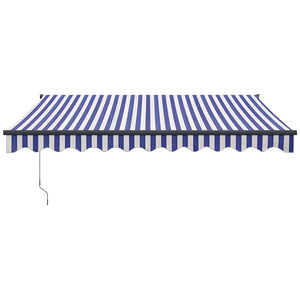 Retractable awning blue and white 3.5x2.5 m fabric and aluminum