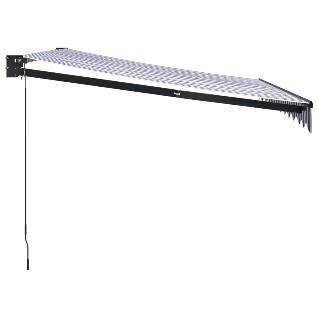 Retractable awning blue and white 3.5x2.5 m fabric and aluminum