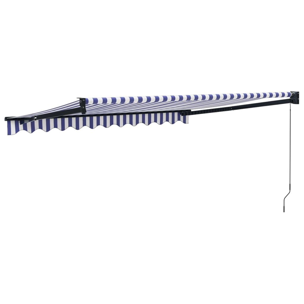 Retractable awning blue and white 3.5x2.5 m fabric and aluminum