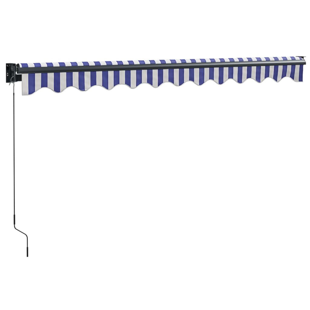Retractable awning blue and white 3.5x2.5 m fabric and aluminum