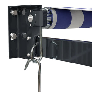 Retractable awning blue and white 3.5x2.5 m fabric and aluminum